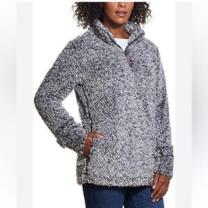 Original weatherproof Sherpa chunky fleece gray quarter zip sweater